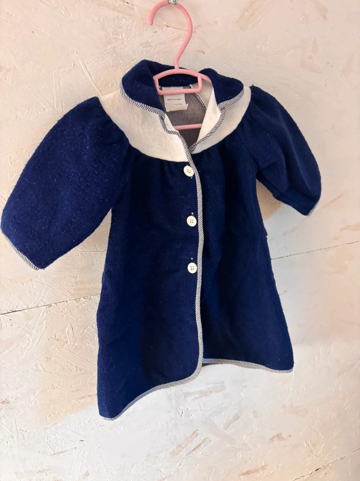 Navy blue & white vintage warm coat / Jacket – 12 months (74 cm) – photo 2